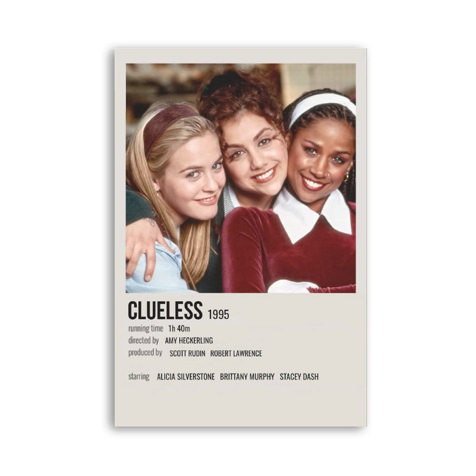 Vintage Clueless 1995 Movie Poster - 12x18 Inch (30x45cm) Unframed Canvas Wall Art for Bedroom & Office Decor - Perfect Gift for Movie Lovers & 90s Nostalgia Fans - Great for Teen Rooms, Dorm Decor, or Pop Culture Themed Spaces