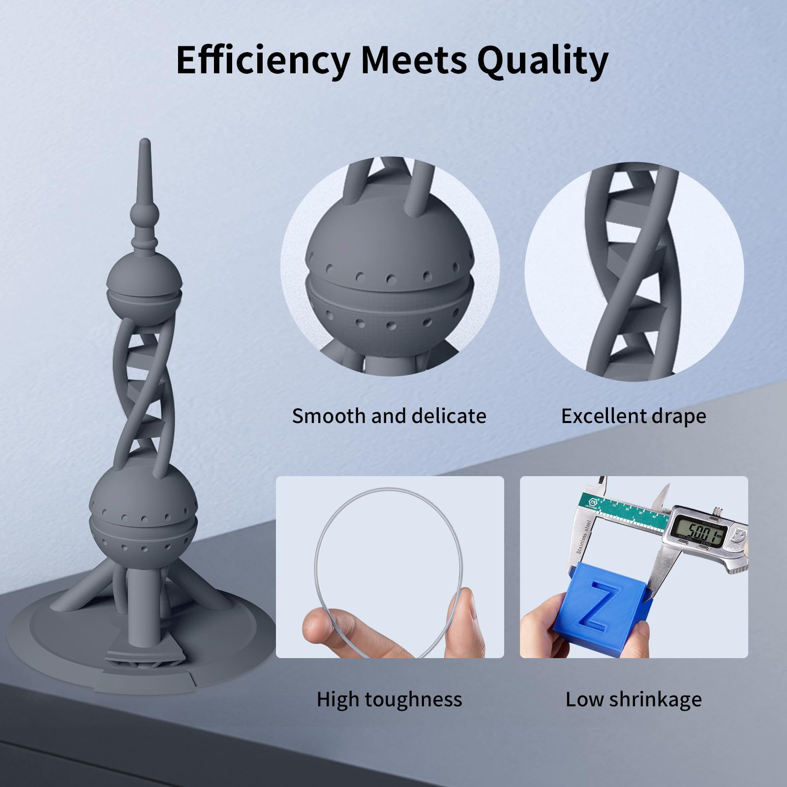 ANYCUBIC High Speed PLA 3D Printer Filament 1.75mm - 1KG Spool Gray | Ultra Fast Printing (10X Speed) with High Precision (±0.02mm) | Compatible with Most FDM 3D Printers | Perfect for Rapid Prototyping, Cosplay Props & DIY Projects