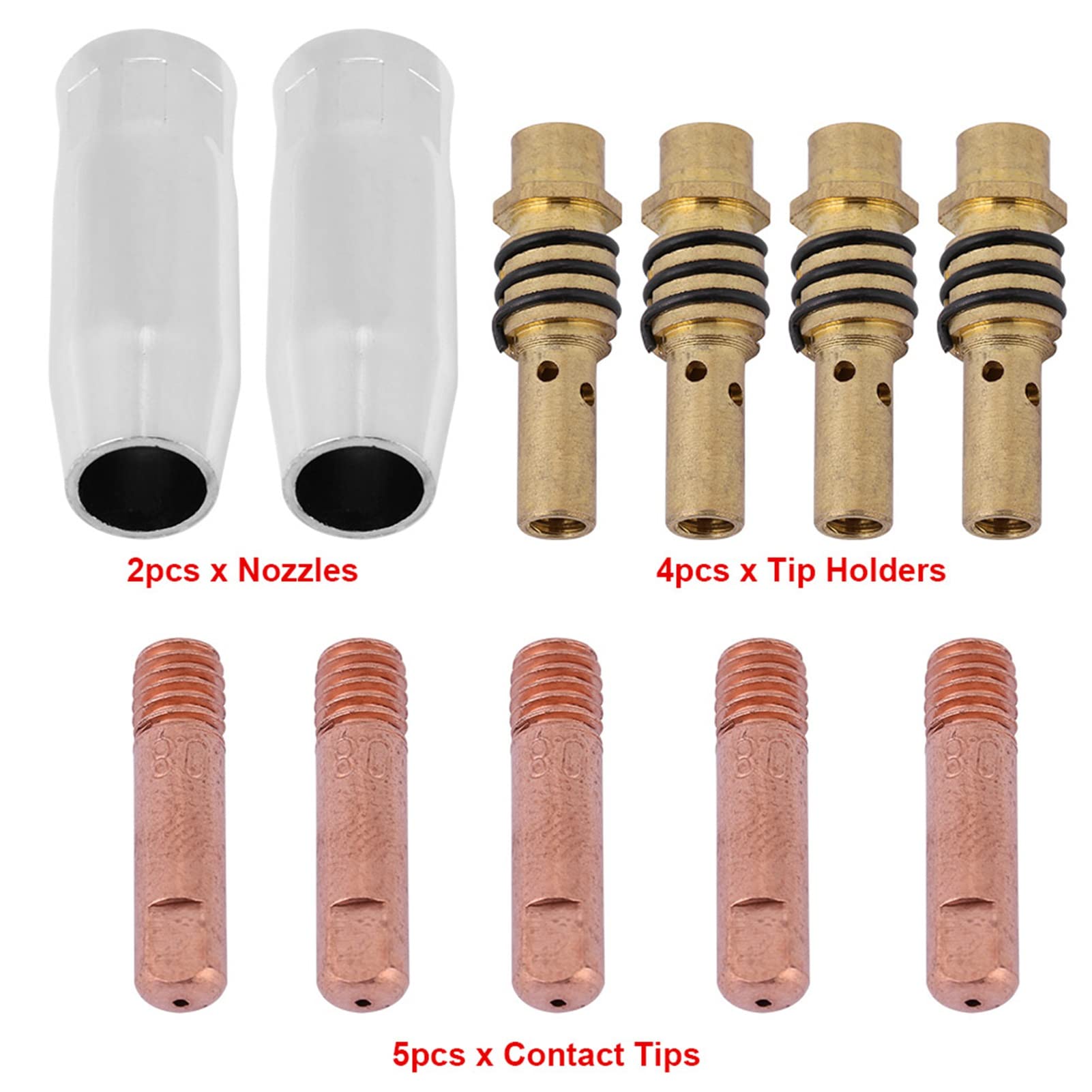 11PCS MIG Welding Nozzle Tip Holder Kit for 15AK Torch Guns - Welding Accessories