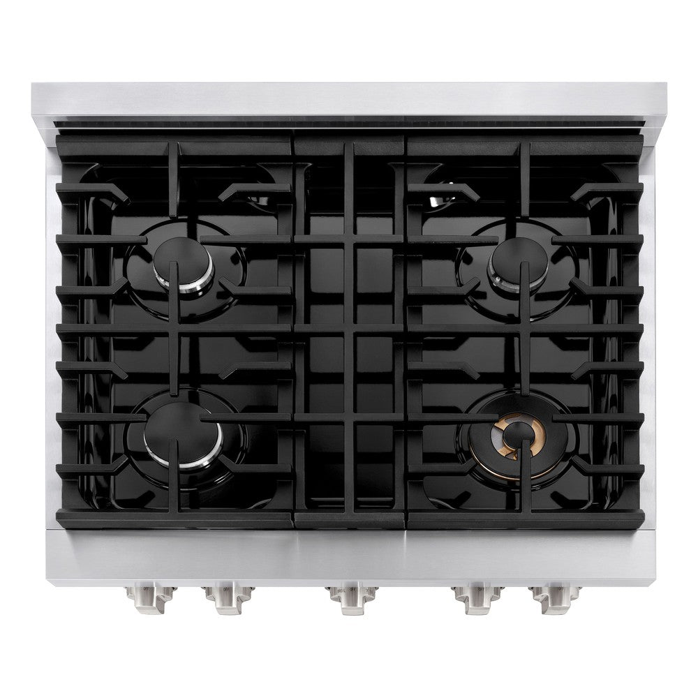 ZLINE 30-inch 4.2 cu. ft. Stainless Steel Dual Fuel Range - 4 Burner Gas Cooktop & Electric Convection Oven (Model SDR30) - Perfect for Modern Kitchens & Professional Cooking