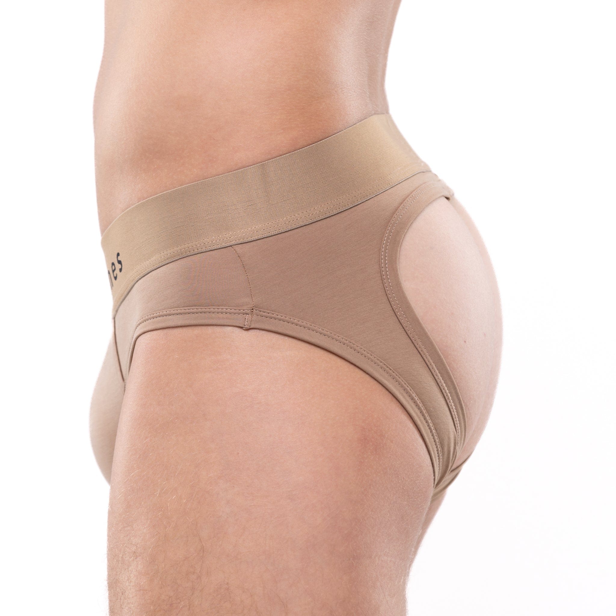 Just The Bones Peek A Boo Brief Tan - Sexy Lingerie for Women, Comfortable Underwear with Playful Cut-Out Design, Perfect for Date Night & Boudoir Photography