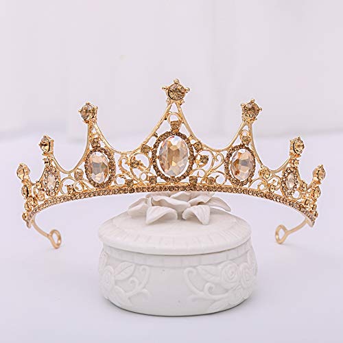 Elegant Baroque Rhinestone Crystal Crown Tiara for Women - Gold Wedding Hair Accessories, Bridal Headdress & Party Hair Jewelry - Perfect for Weddings, Proms, and Special Occasions