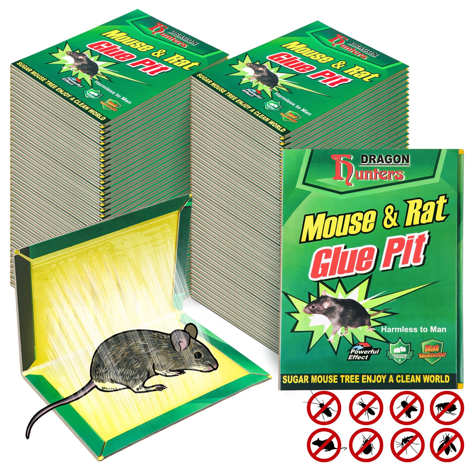 48 Pack Large Sticky Mouse Traps - Extra Strength Glue Boards for Rats, Rodents, Cockroaches & Insects - Indoor/Outdoor Pest Control - Perfect for Homes, Garages, Kitchens & Basements