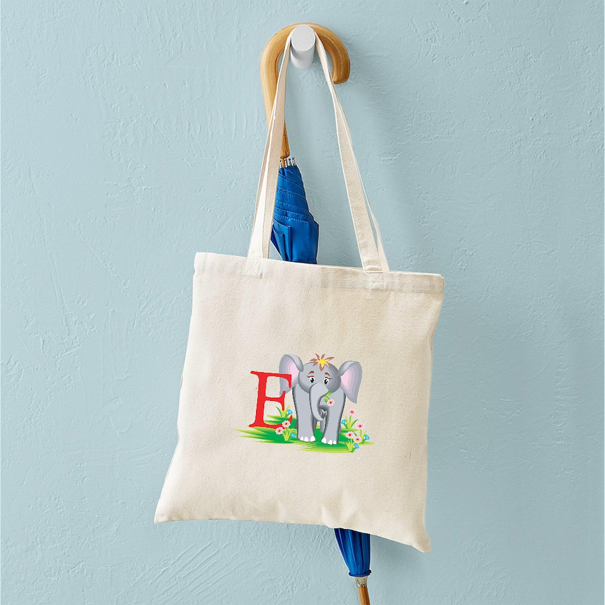 E For Elephant Canvas Tote Bag - Natural Reusable Shopping Bag for Groceries, Beach & Everyday Use | Eco-Friendly Cotton Tote by CafePress