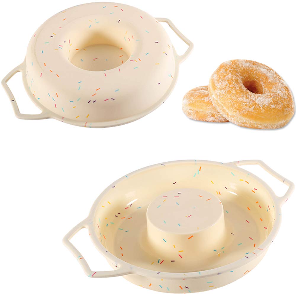 Non-Stick 9-Inch Silicone Donut Pan for Baking - Large Round Cake Mold with Handle (1-Pack) - Perfect for Homemade Donuts, Cupcakes, and Desserts