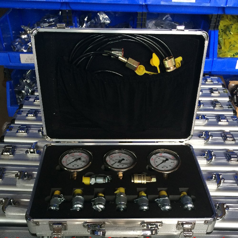 Heavy Duty Excavator Hydraulic Pressure Gauge Tester Kit - Professional Diagnostic Tool for Construction Equipment Maintenance & Repair (Ideal for Field Service, Equipment Inspection, and Hydraulic System Troubleshooting)