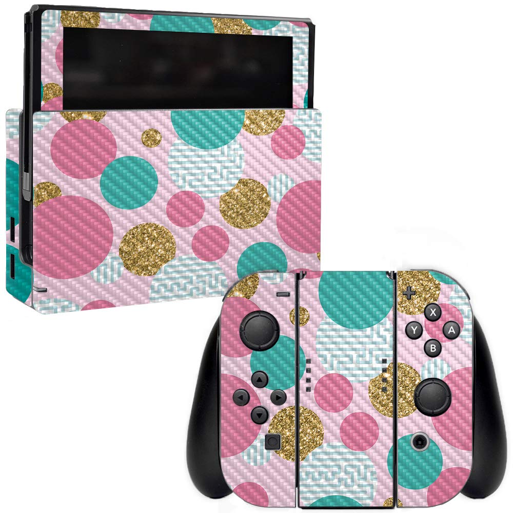 Premium Carbon Fiber Skin for Nintendo Switch - Golden Bubbles Design | Protective & Durable Gaming Accessory | Easy to Apply & Remove | Made in USA | Perfect for Travel, Gaming Parties & Console Protection