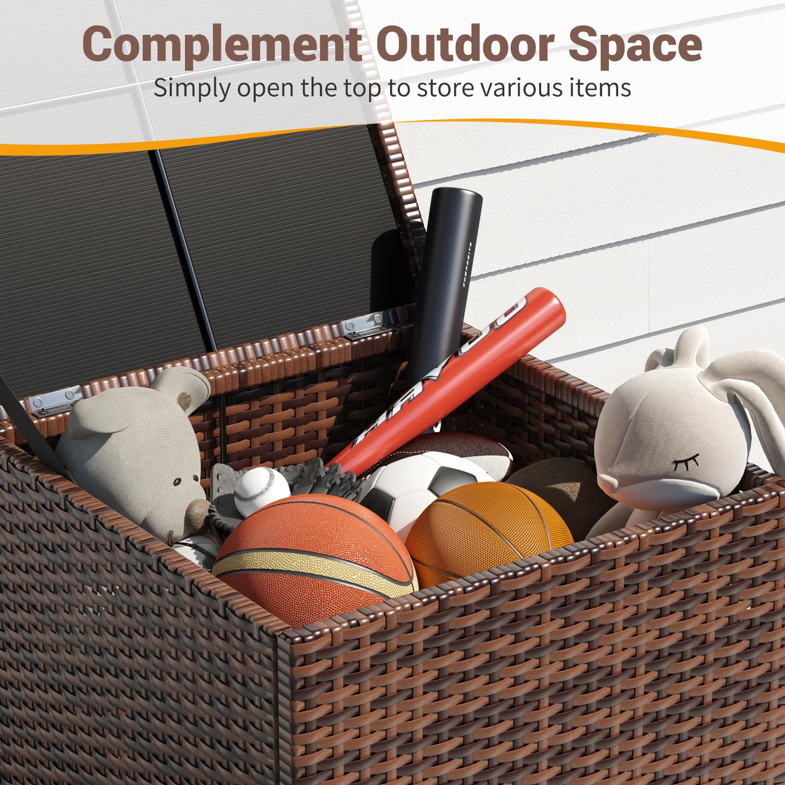 **UDPATIO Outdoor Wicker Side Table with Storage - Rattan End Table, Small Resin Square Coffee Table for Patio, Backyard, Pool - Perfect for Furniture Covers, Toys, Gardening Tools (Brown) - Ideal for Outdoor Relaxation, Entertaining, and Storage Solutions**