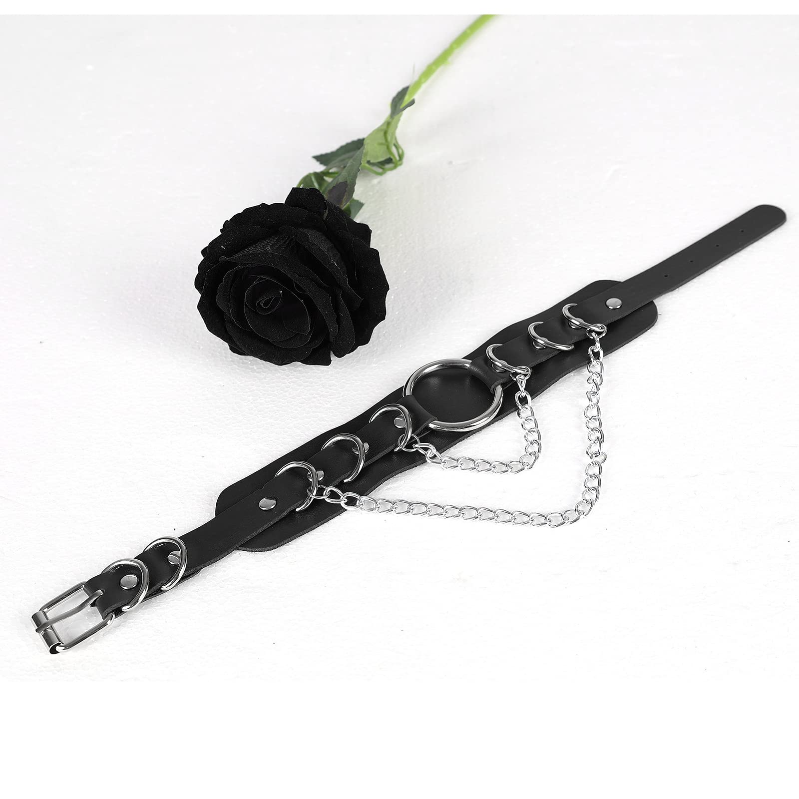 Women's Leather Body Harness Collar Necklace - Punk Gothic Fashion Metal Chain Choker for Carnival Costume & Alternative Style Accessories | Perfect for Halloween, Cosplay, and Edgy Streetwear Outfits