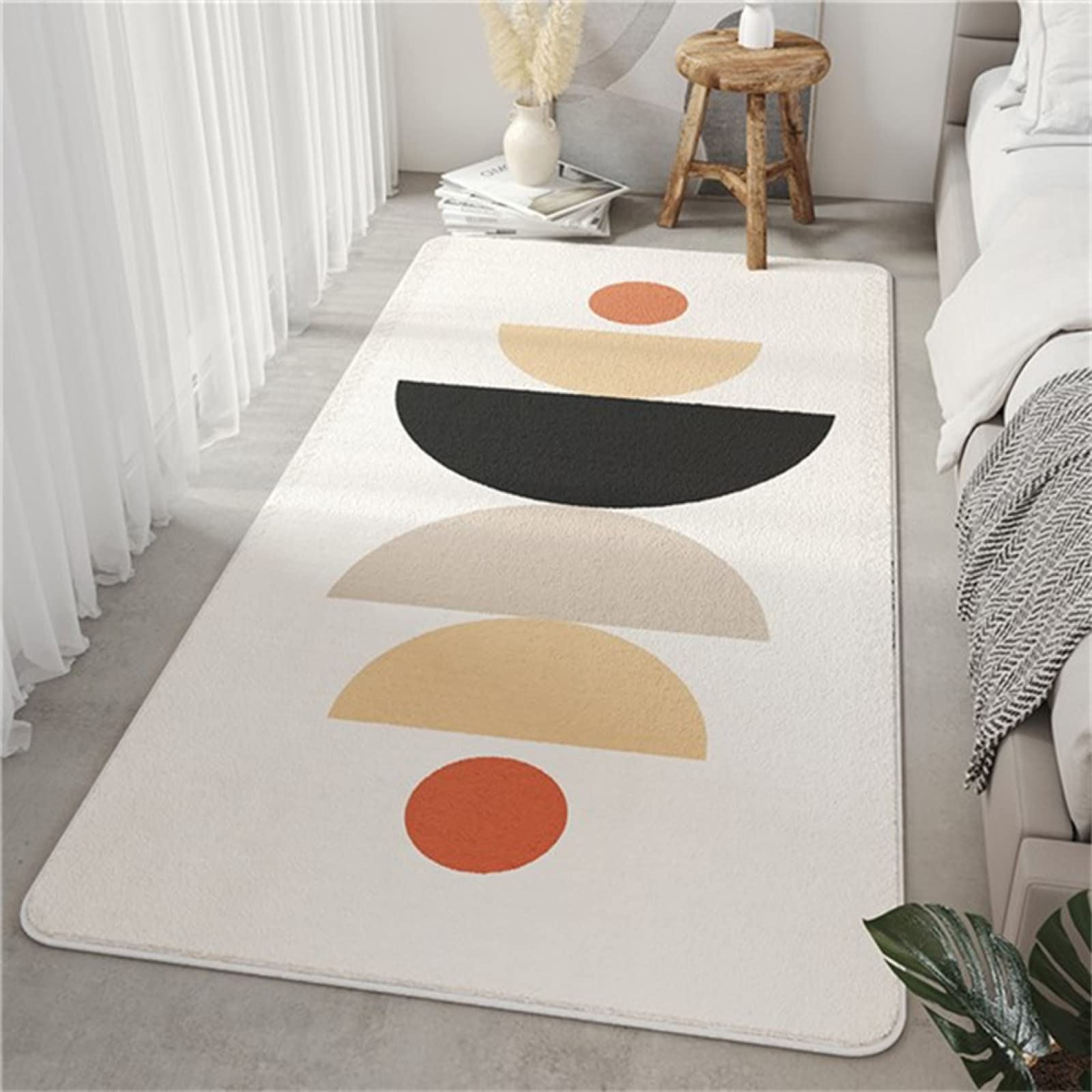 Soft Non-Slip Runner Rug - Washable Imitation Cashmere Hallway Carpet | 100x200cm Colorful Semicircle Floor Mat for Bedroom, Living Room & Laundry | Perfect for High-Traffic Areas & Cozy Home Decor