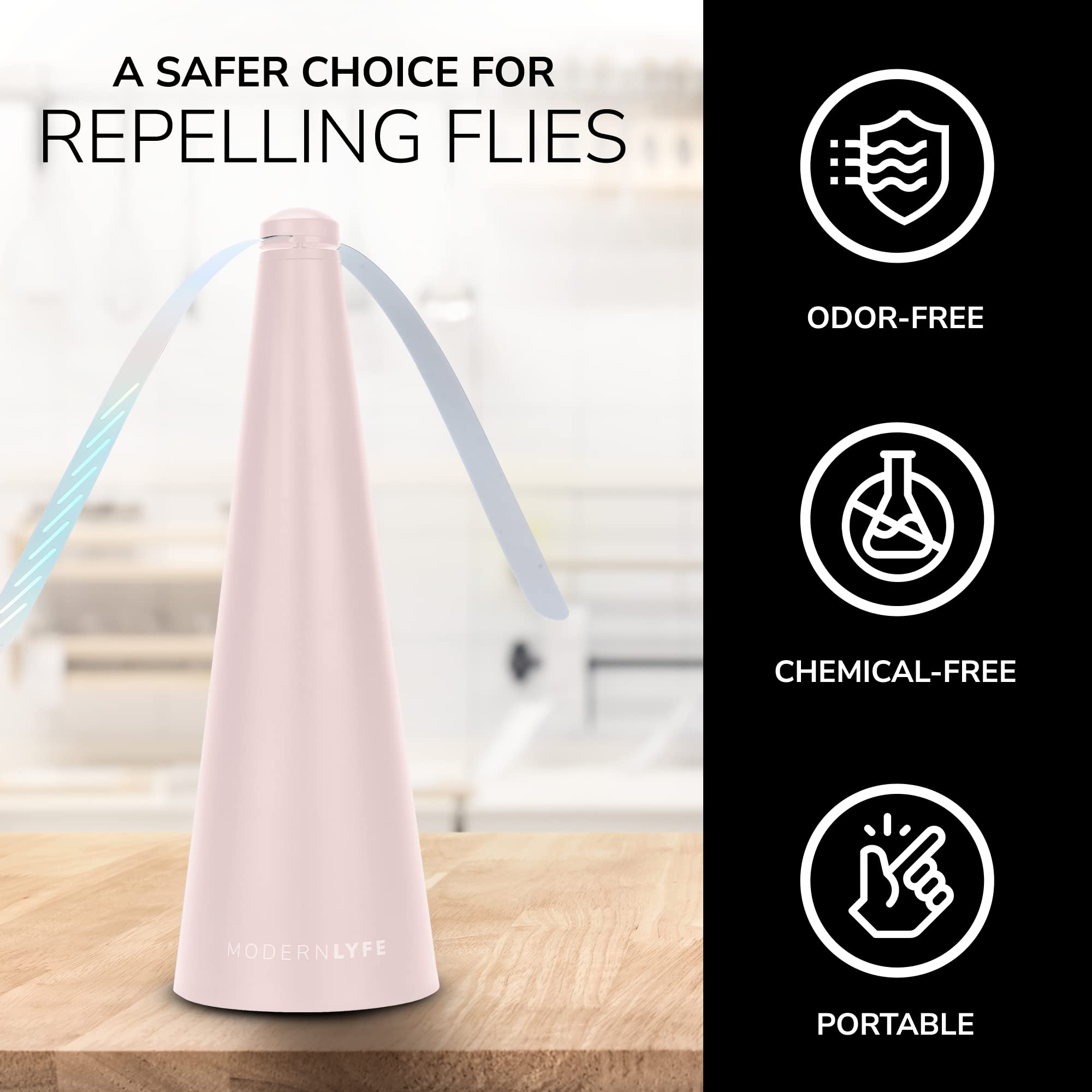 Fly Fan for Tables - USB & AA Battery Powered Fly Swatter - Pink Outdoor Dining Fly Spinner for Parties, Restaurants, Picnics, and Patios - Keep Flies Away at Home or Outdoor Events
