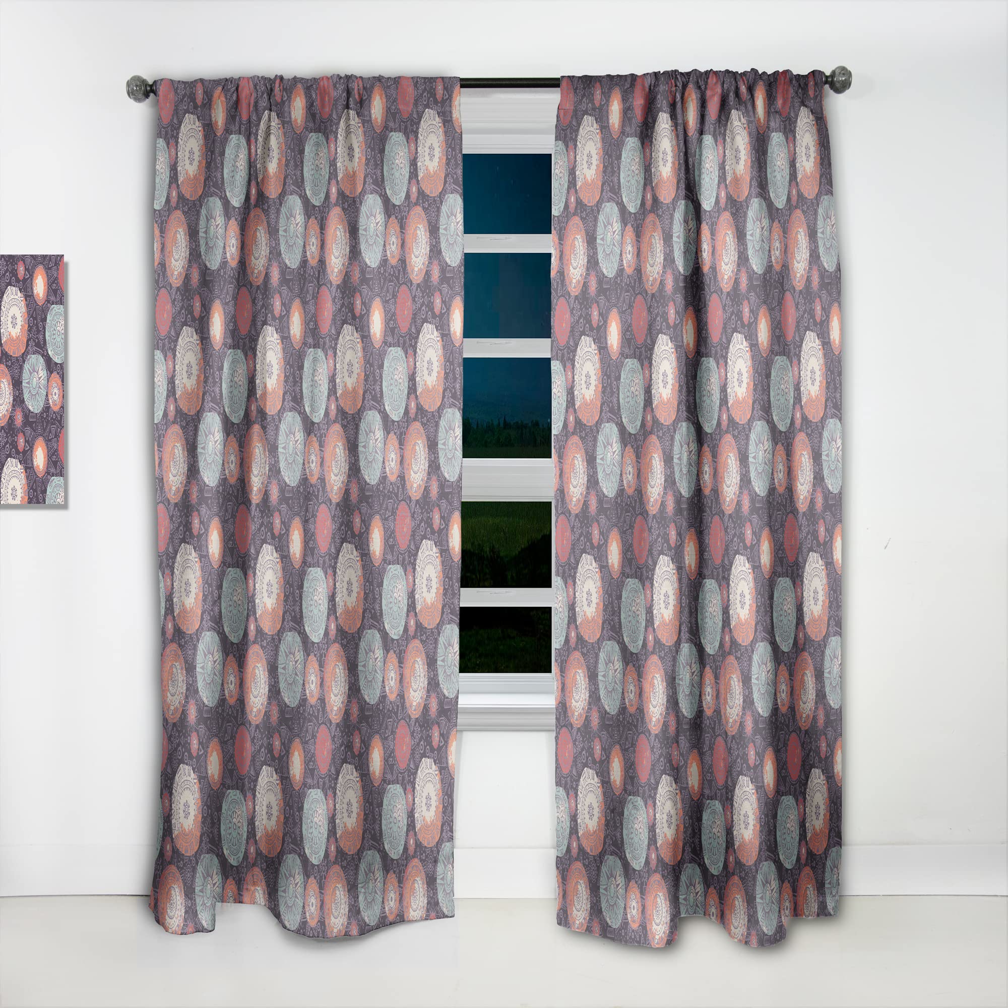 DesignQ Thermal Insulated Doodle Suns Pattern Curtains - Single Panel 52x84 - Blackout Drapes for Bedroom & Living Room - Perfect for Sun Protection & Room Decor