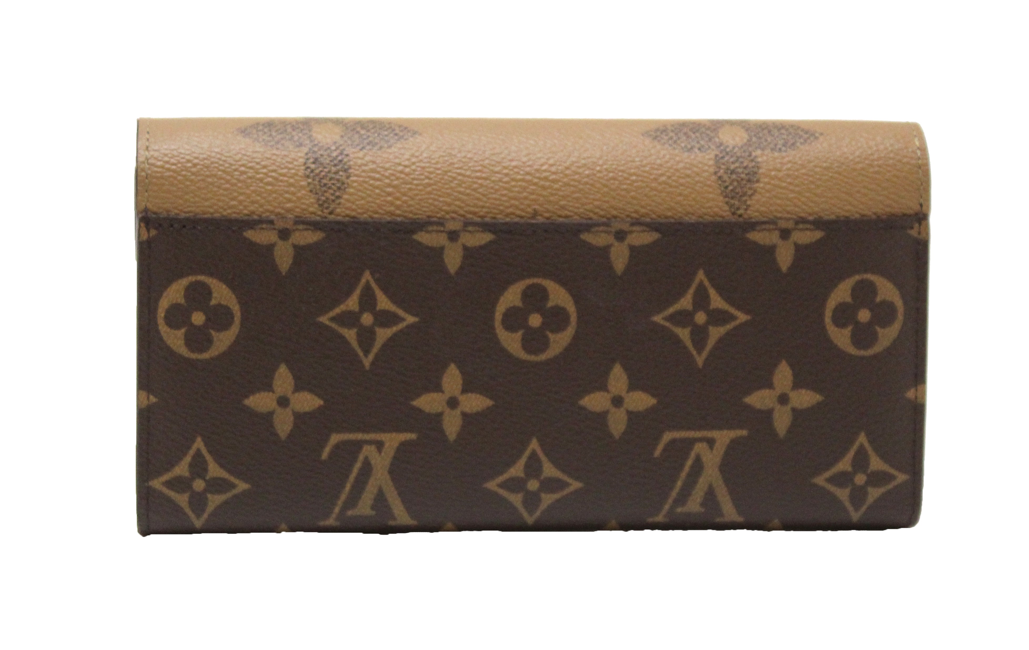 Authentic Louis Vuitton Monogram Reverse Giant Canvas Sarah Wallet - Luxury Designer Women's Bifold Wallet for Everyday Use & Special Occasions