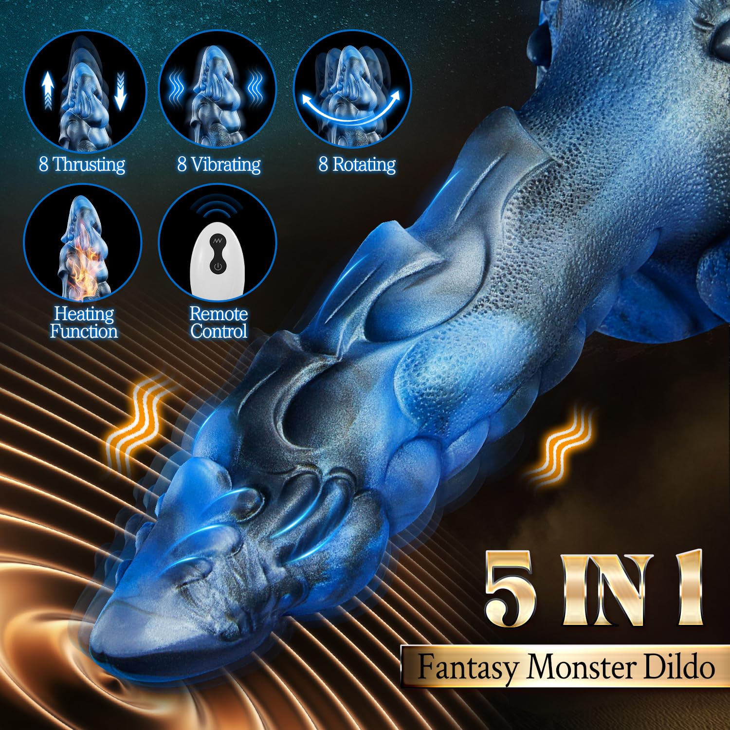 5-in-1 Fantasy Monster Dildo Vibrator - 9.5