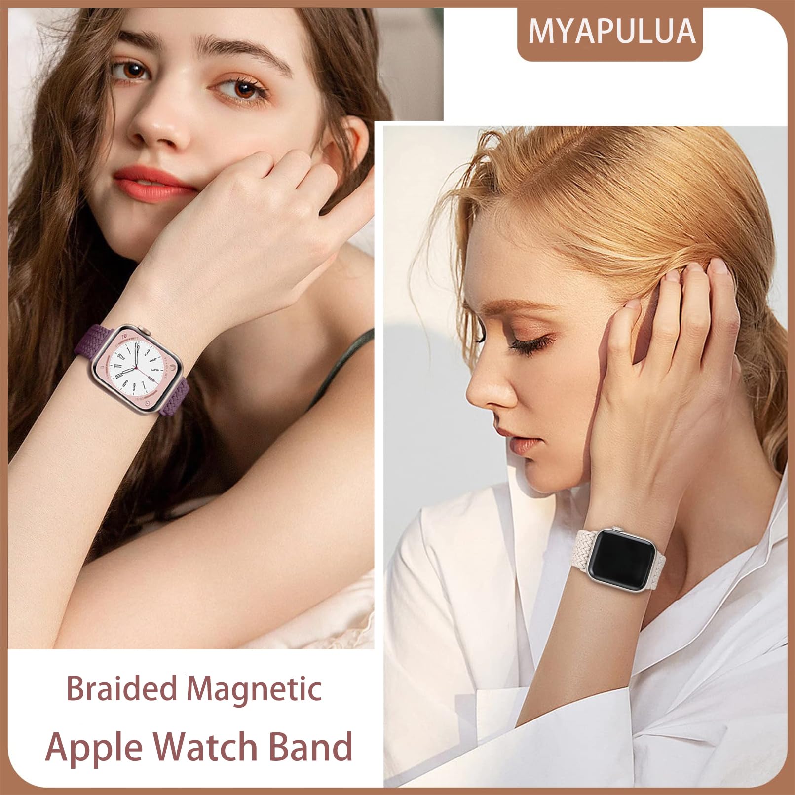 Magnetic Braided Stretch Elastic Nylon Sport Loop Strap for Apple Watch Series 10/9/8/7/6/5/4/3/2/SE - Compatible with 38mm/40mm/41mm/42mm/44mm/45mm/46mm/49mm - Comfortable & Adjustable for Men & Women - Perfect for Running, Workouts & Daily Wear