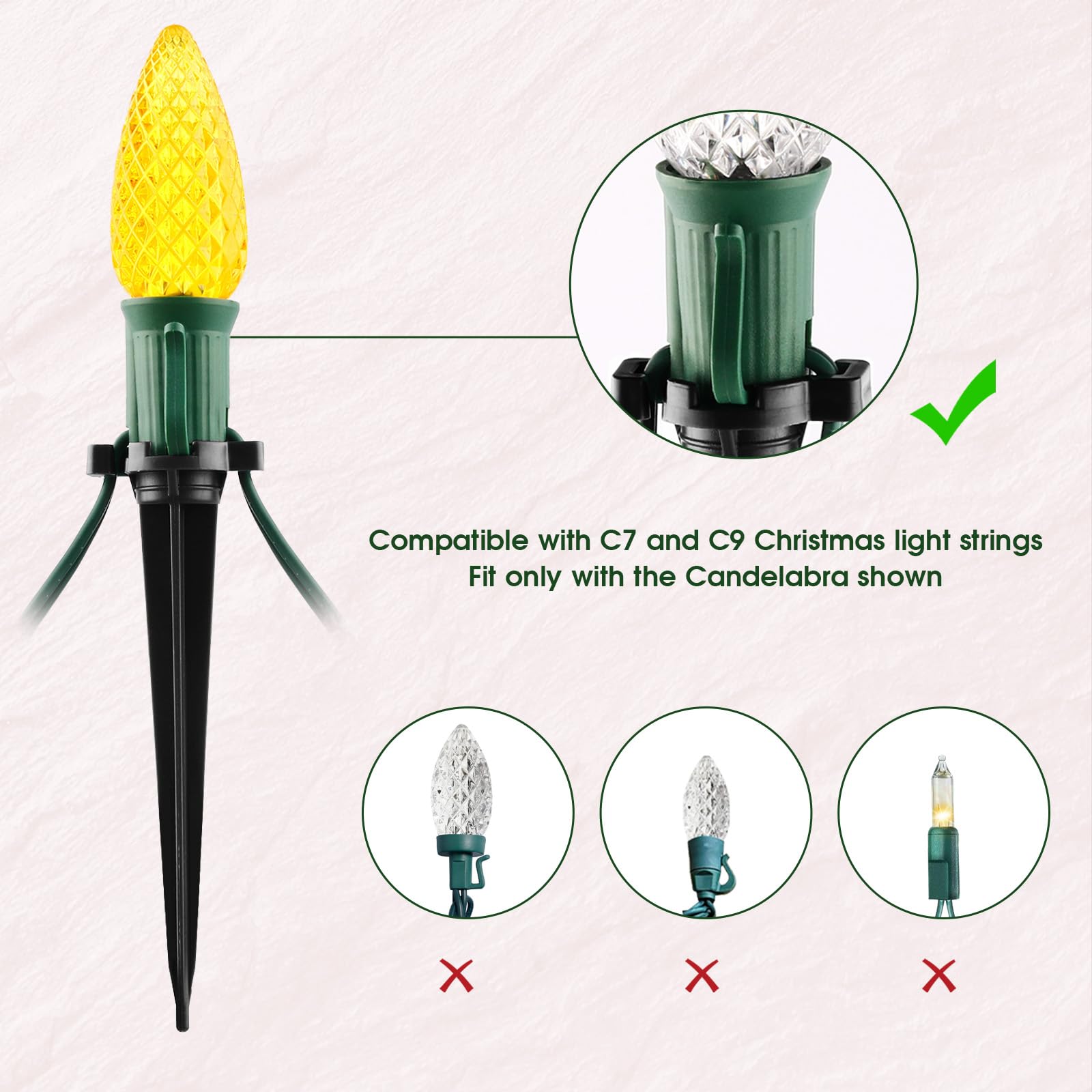 100 Pack 4.5 Inch Black Christmas Light Stakes - Universal Ground Stakes for C7 C9 Outdoor String Lights - Perfect for Garden, Lawn, Patio & Holiday Decorations