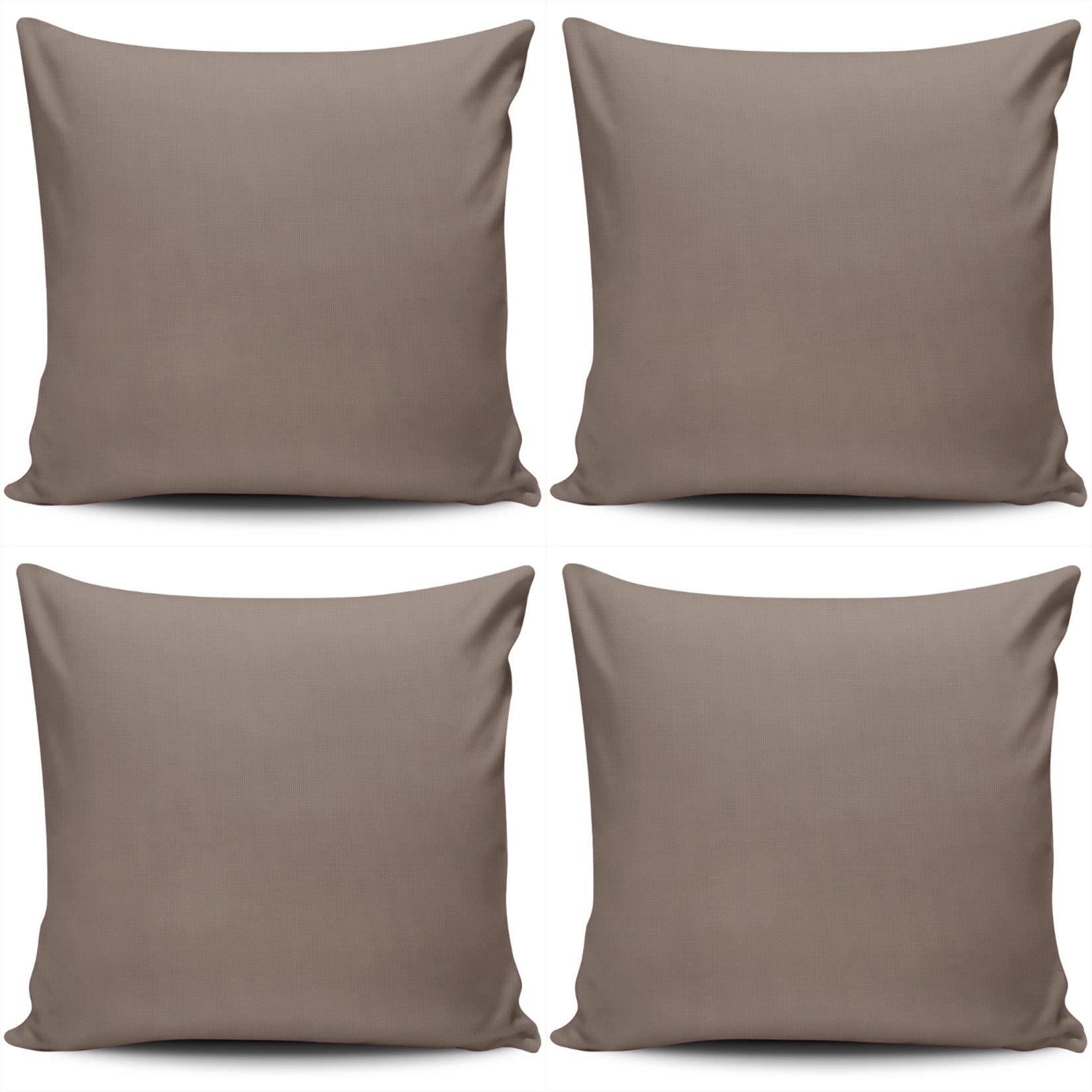4 Pack 16x16 Inch Solid Color Throw Pillow Covers - Taupe Square Decorative Cushion Cases for Sofa, Couch, Bed & Living Room - Soft Home Decor Accent Pillows for Cozy Comfort & Stylish Interior Design
