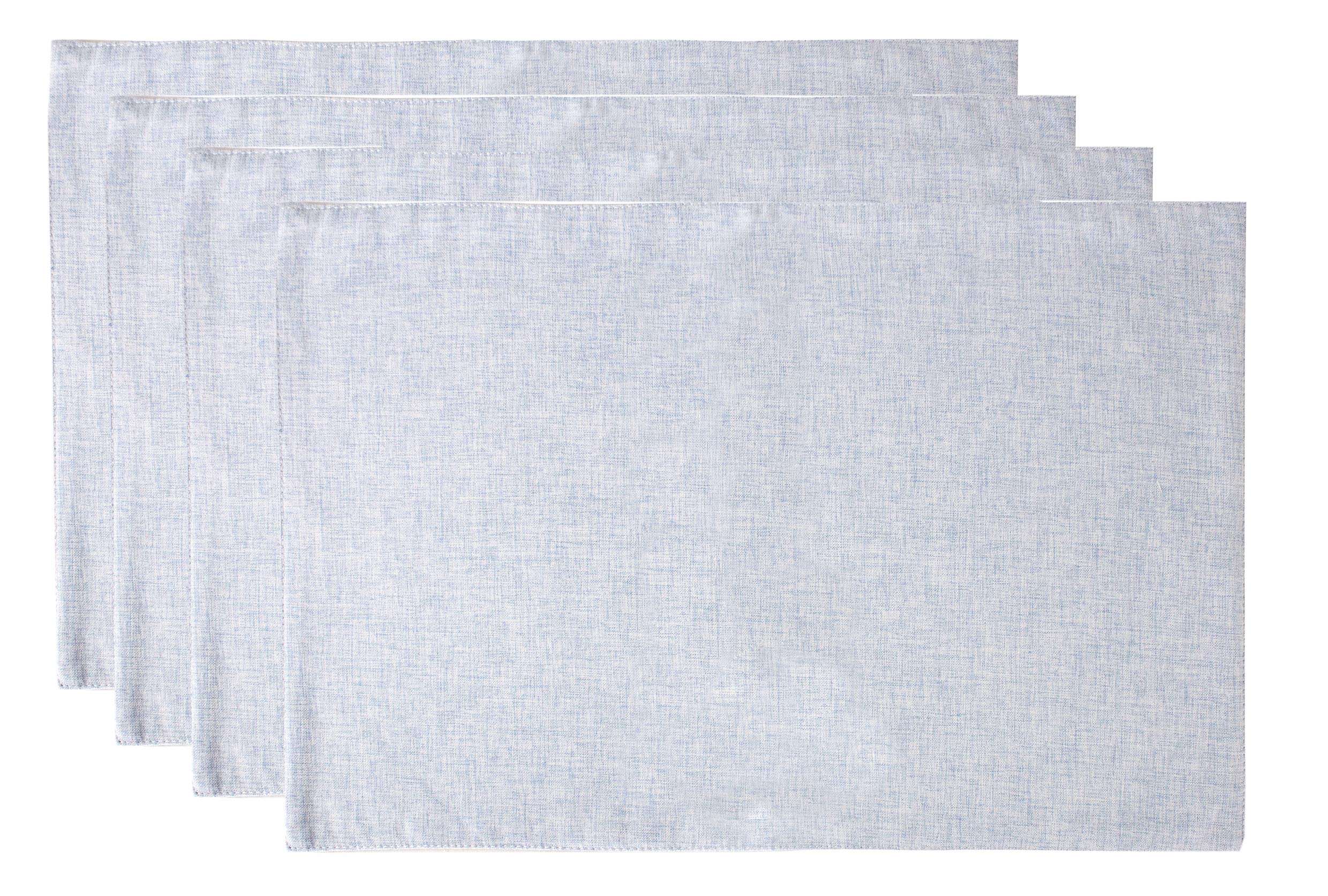 Fennco Styles Classic Woven Textile 12x18 Inch Table Placemats Set of 4 - Sky Blue Decorative Placemats for Dining Room, Kitchen, Wedding & Holiday Dinner - Washable & Durable Home Decor Place Mats