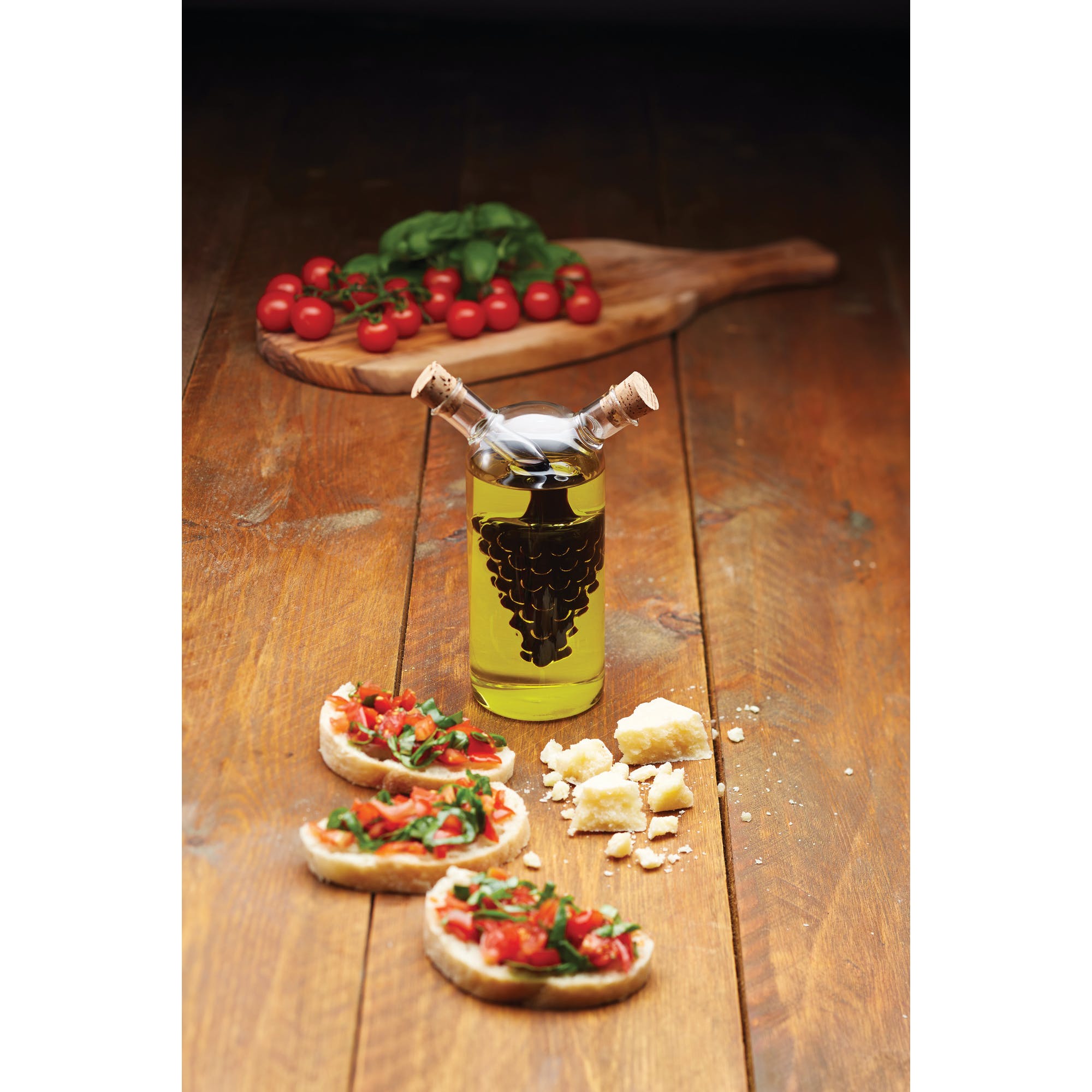 Italian 2 in 1 Oil & Vinegar Cruet Bottle - 300ml & 50ml Glass Dispenser for Kitchen, Salad Dressing, Cooking - Perfect for Restaurants & Home Use