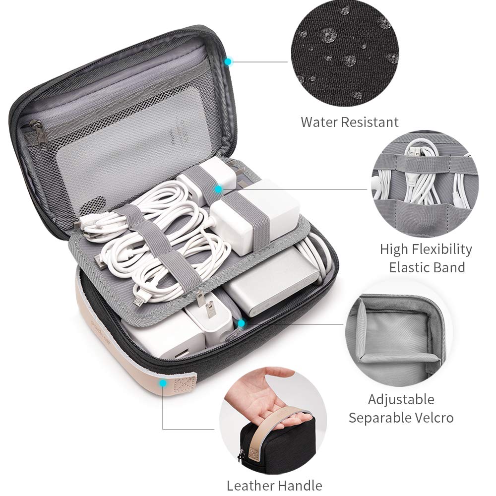 Electronic Organizer Bag - Travel Cable Organizer for Cables, Chargers, Phones & USB Cords - Compact Cord Storage Pouch with SD Card Slots (Black) - Perfect for Travel, Office & Home Organization