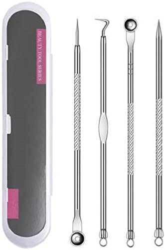 Elecsera 4-Pack Stainless Steel Blackhead Remover Tool - Professional Comedone Extractor for Acne Prone Skin - Perfect for Facial Care & Blemish Removal at Home or Salon