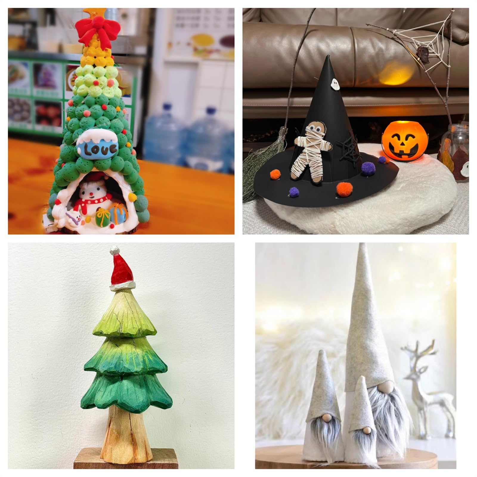 Crafjie 6PCS Paper Mache Cones Open Bottom Variety Pack (1x13.75x5in, 2x10x4in, 3x5.9x2.75in) for DIY Crafts, Christmas Gnomes, Tree Toppers & Halloween Decorations - Perfect for Holiday Decor, Party Supplies & Creative Art Projects