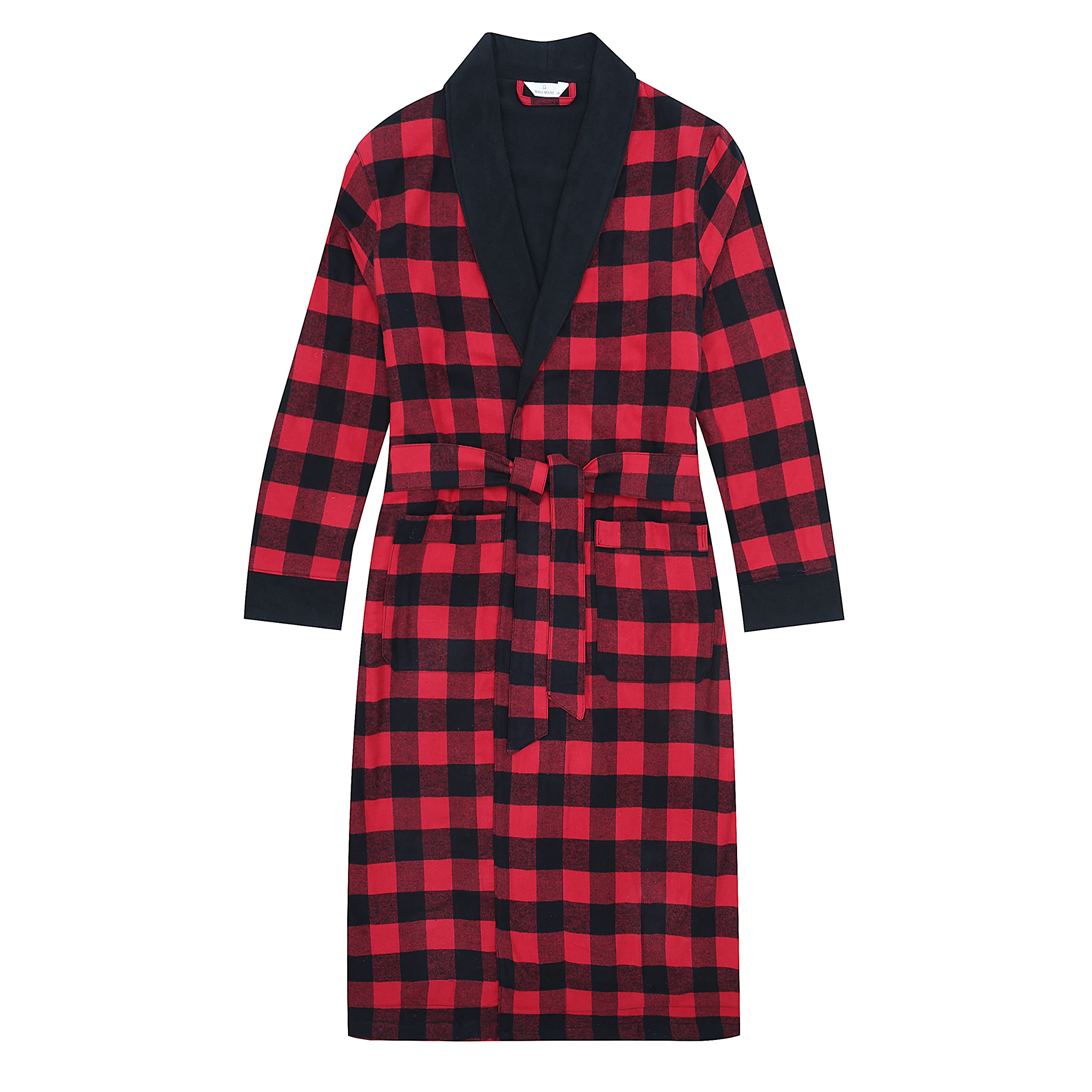 Premium Men's Flannel Robe - 100% Cotton Fleece-Lined Bathrobe for Men - Soft & Warm Loungewear for Relaxing at Home, Spa Days & Cozy Winter Mornings