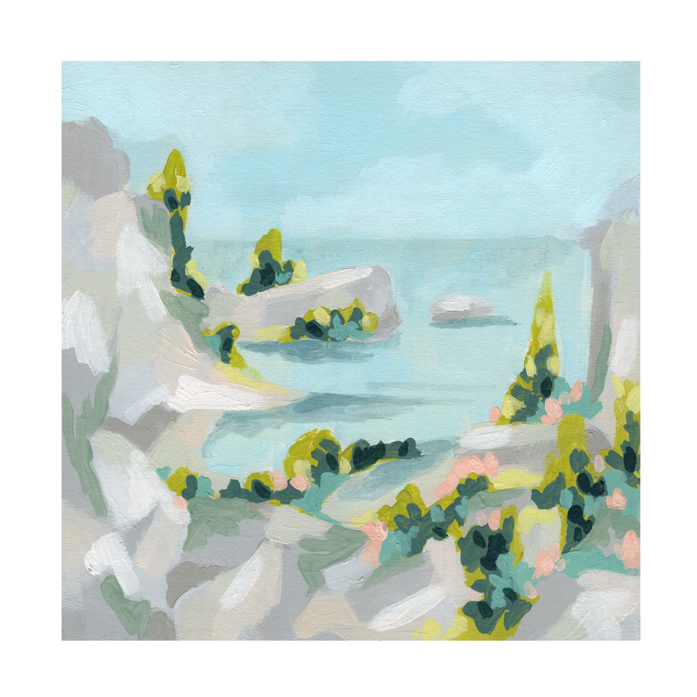 Trademark Fine Art 'Pastel Cove I' Canvas Wall Art by June Erica Vess - Coastal Beach Decor for Living Room, Bedroom & Office