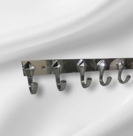 Sanmay Stainless Steel Star-Type Cloth Hook Hanger - Wall Mounted Hook Rail for Towels, Coats & Hats - Durable 6-Leg Wall Hanger for Bathroom, Kitchen & Bedroom Organization