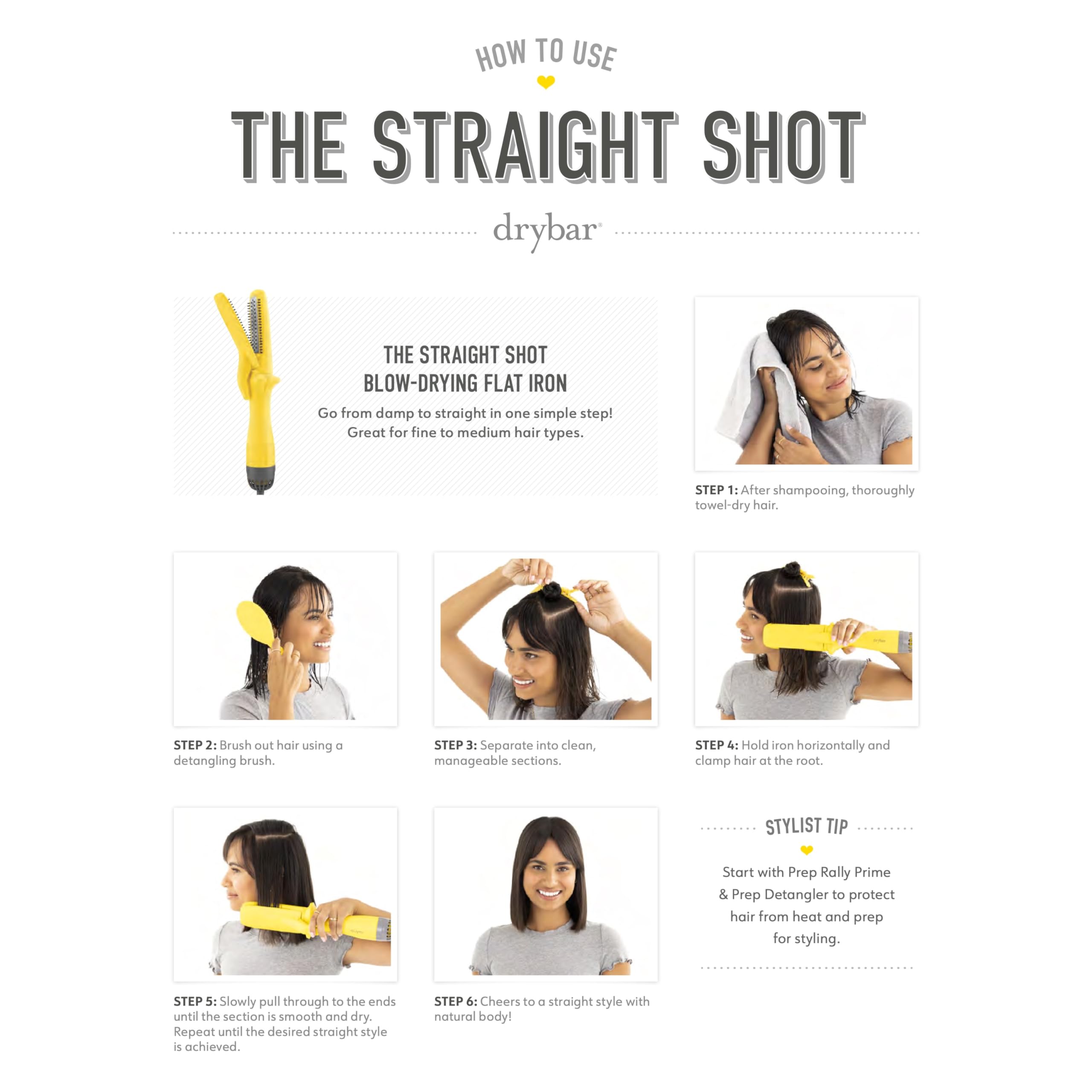 Drybar The Straight Shot Blow-Drying Flat Iron - Professional Hair Straightener & Blow Dryer Combo for Smooth, Shiny Hair | Perfect for Home Use & Salon Styling