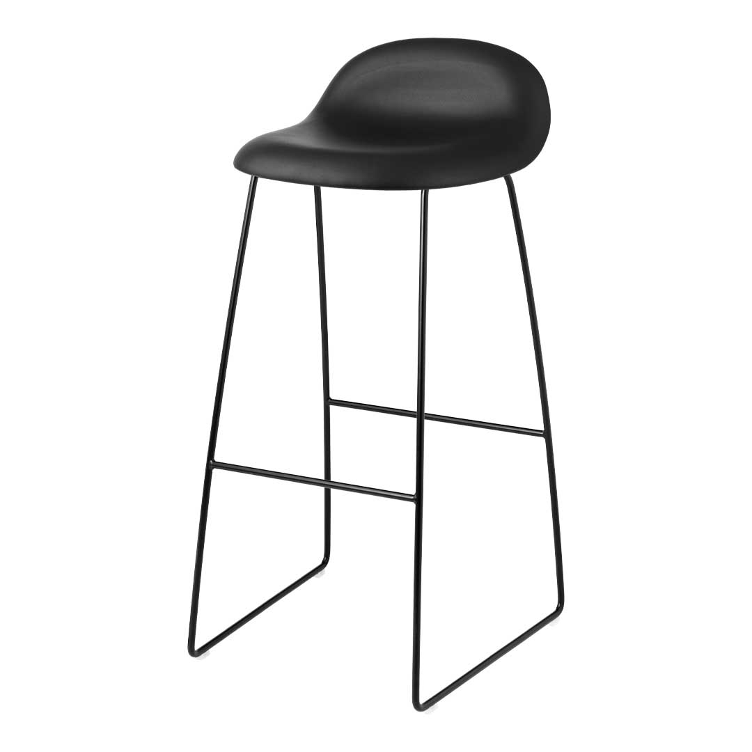 Gubi 3D Bar Stool with Front Upholstery & Sledge Base - Modern Kitchen Counter & Home Bar Stool for Dining & Lounge Areas