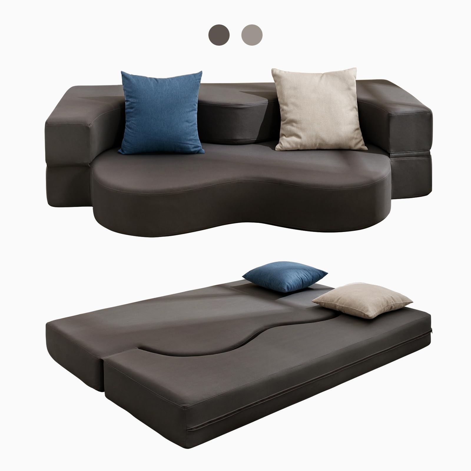 Full Size Floor Sofa Bed - Foldable Futon with Memory Foam for Small Spaces | Living Room & Guest Bed