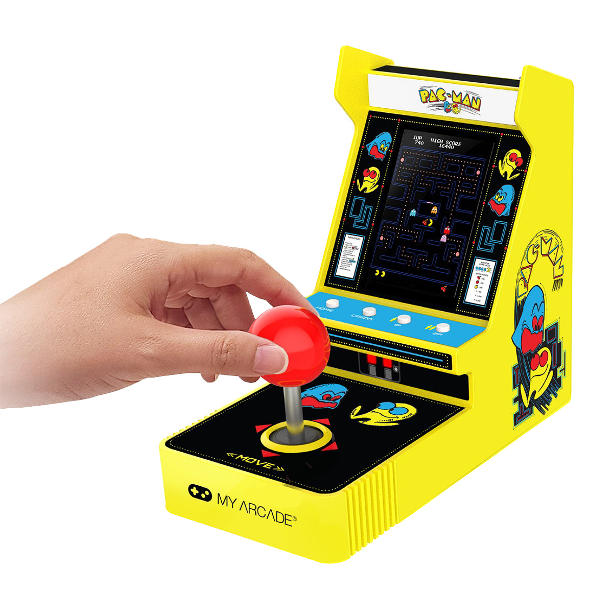 MyArcade PAC MAN Retro Arcade Joystick Player - Classic Mini Arcade Game Machine with 8 Games, USB Powered for Home & Office Entertainment - Perfect for Gamers, Collectors and Nostalgic Gift Giving