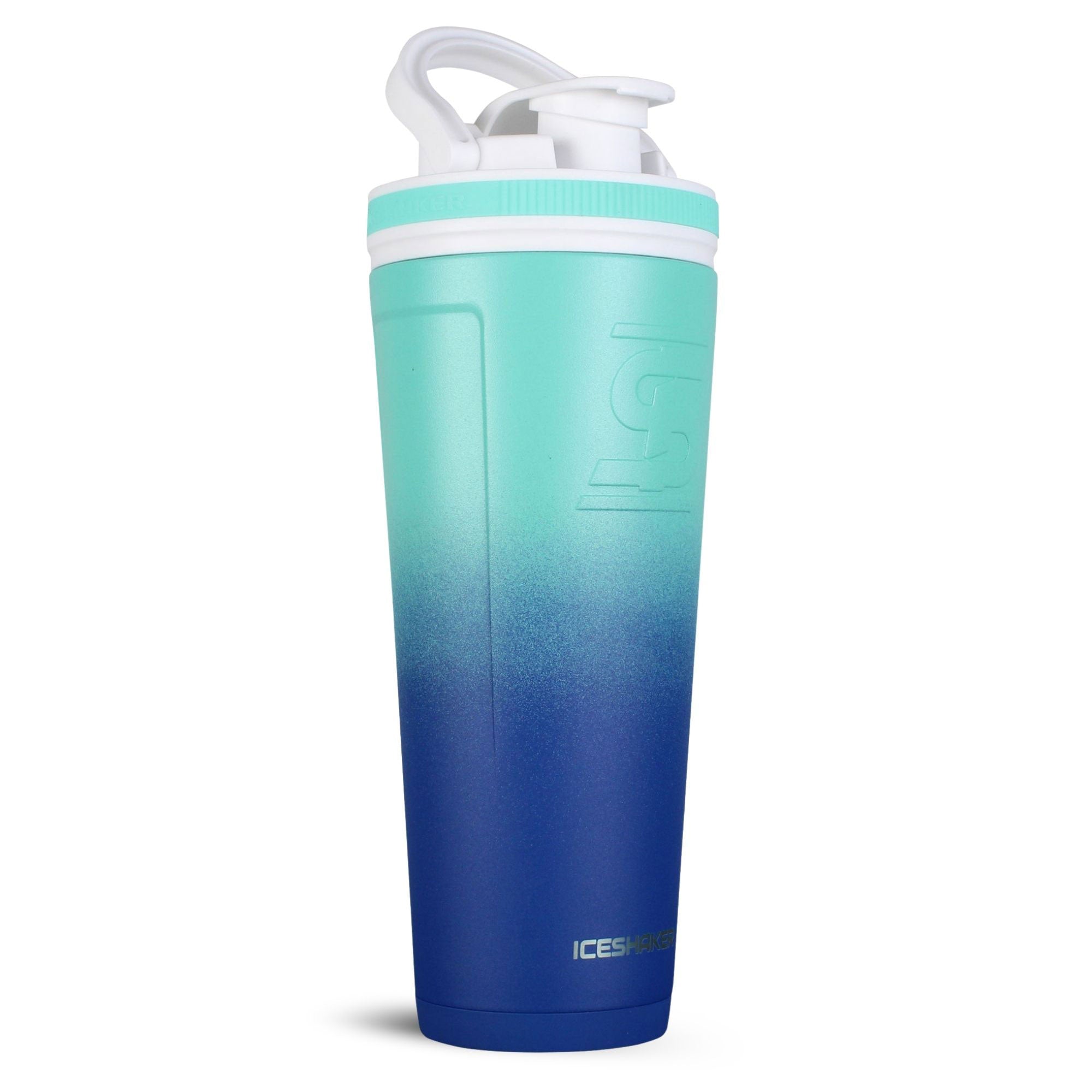 36oz Insulated Stainless Steel Ice Shaker Bottle - Navy Mint Ombre Gradient for Gym, Workout & Protein Drinks | Leakproof & Sweatproof Design | Perfect for Fitness, Bodybuilding & Post-Workout Recovery