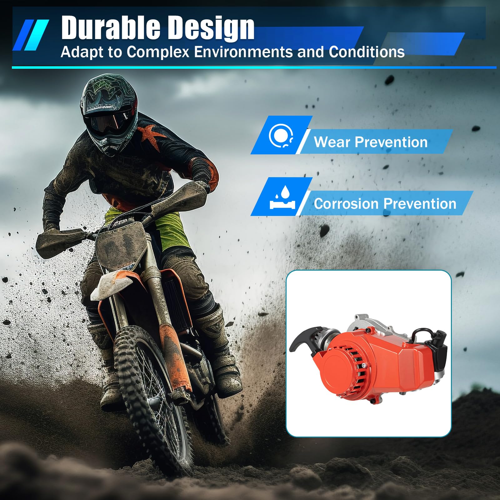 49CC 2 Stroke Racing Engine Motor - Single Cylinder Pull Start Gasoline Engine for Mini Dirt Bike, ATV & Pocket Bike | Air Cooled Big Bore Performance | Perfect for Engine Kits & Off-Road Racing Upgrades