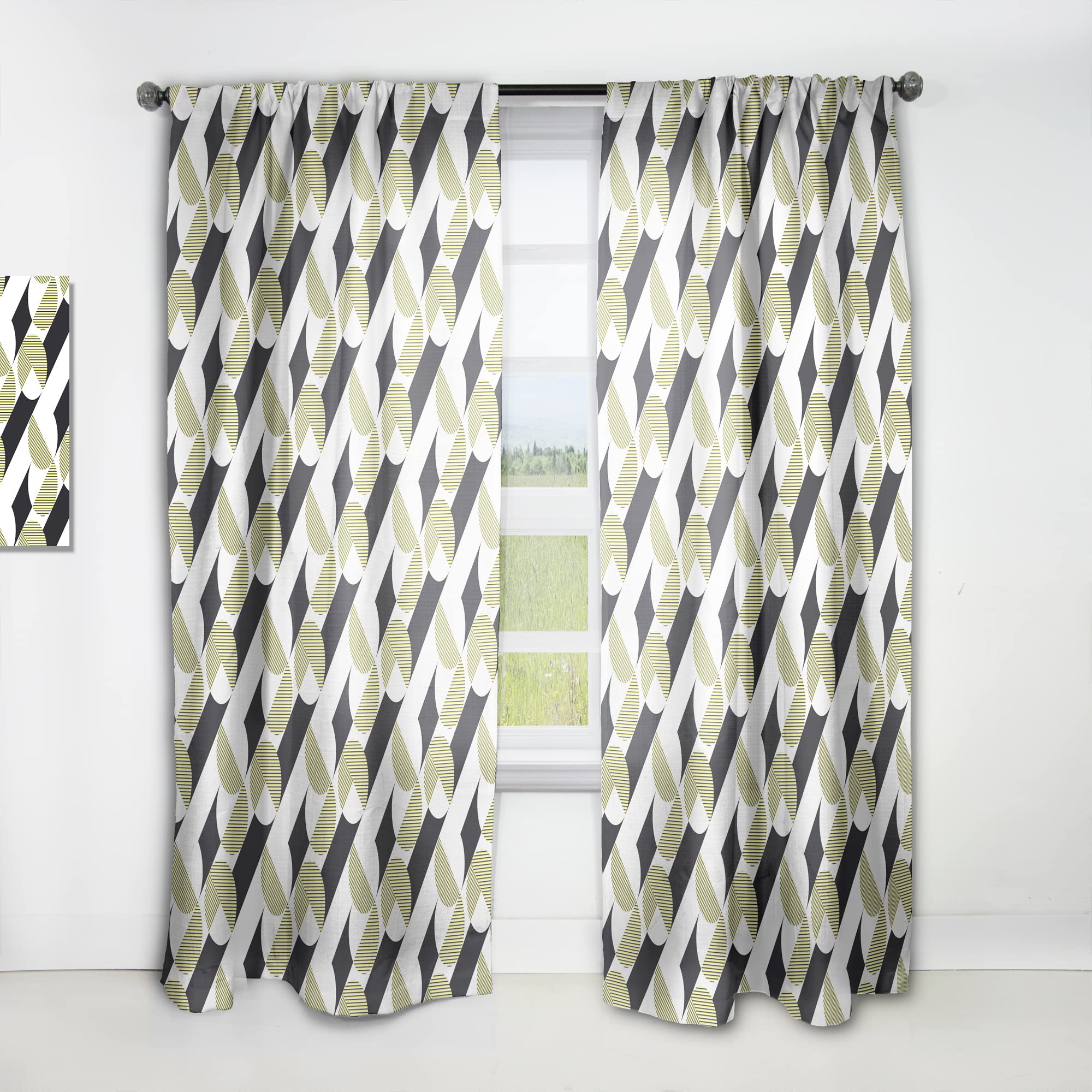 DesignQ Thermal Insulated Curtains - Circular Abstract Retro Geometric II Pattern - Single Panel 52x108 Inches - Blackout Drapes for Bedroom & Living Room - Perfect for Home Decor & Light Control