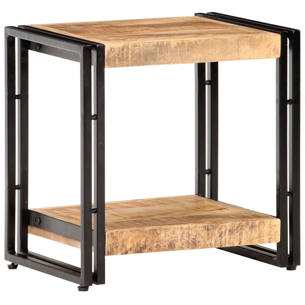 Rustic Mango Wood Side Table 15.7x11.8x15.7 Inches - Coffee Table, Sofa End Table with Removable Tray for Living Room, Bedroom, Study & Office - Perfect for Snacks, Books & Home Decor