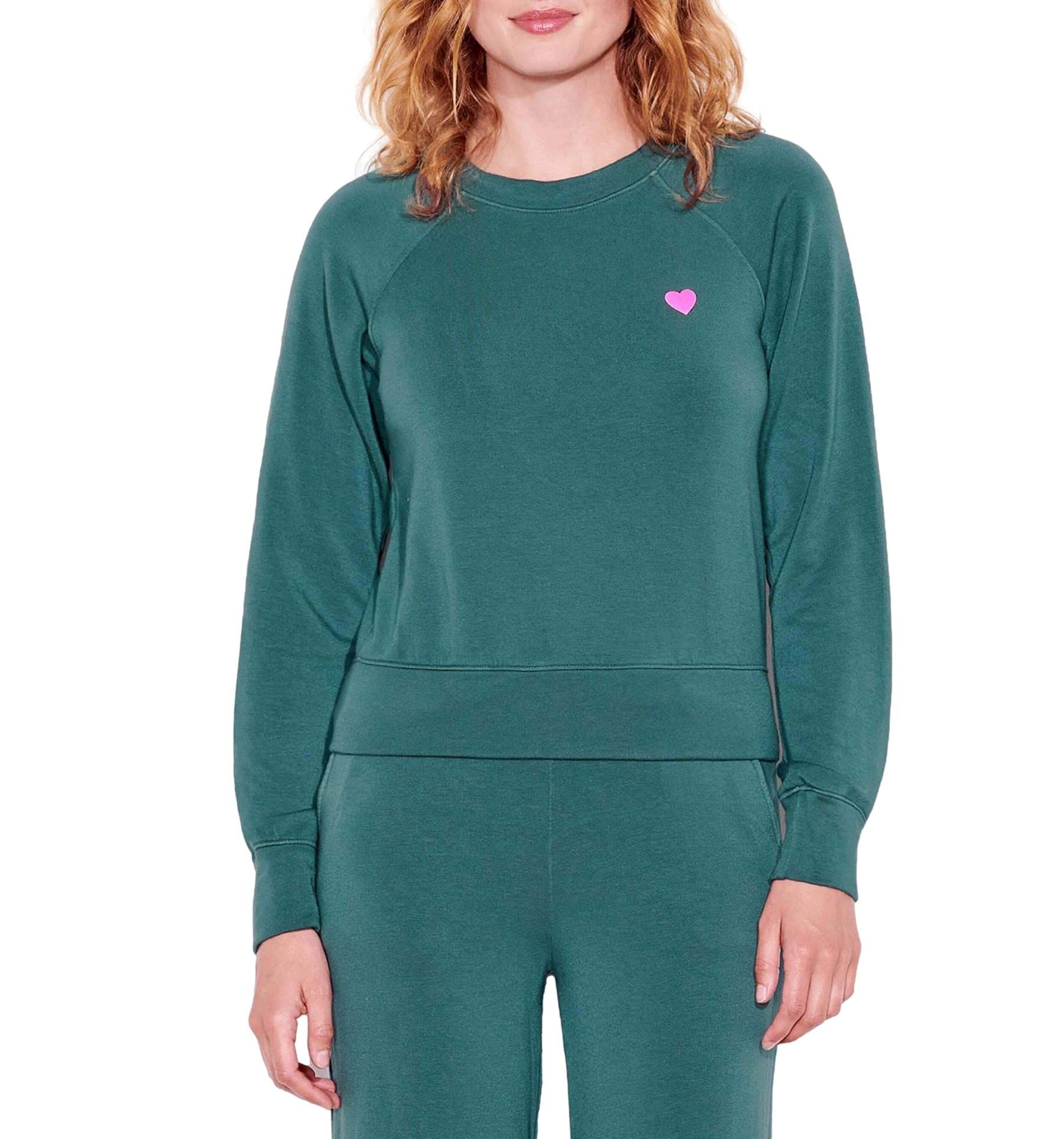 Women's Pink Heart Print Sweatshirt - Soft & Cozy Pullover Hoodie for Casual Wear, Gym, and Lounge