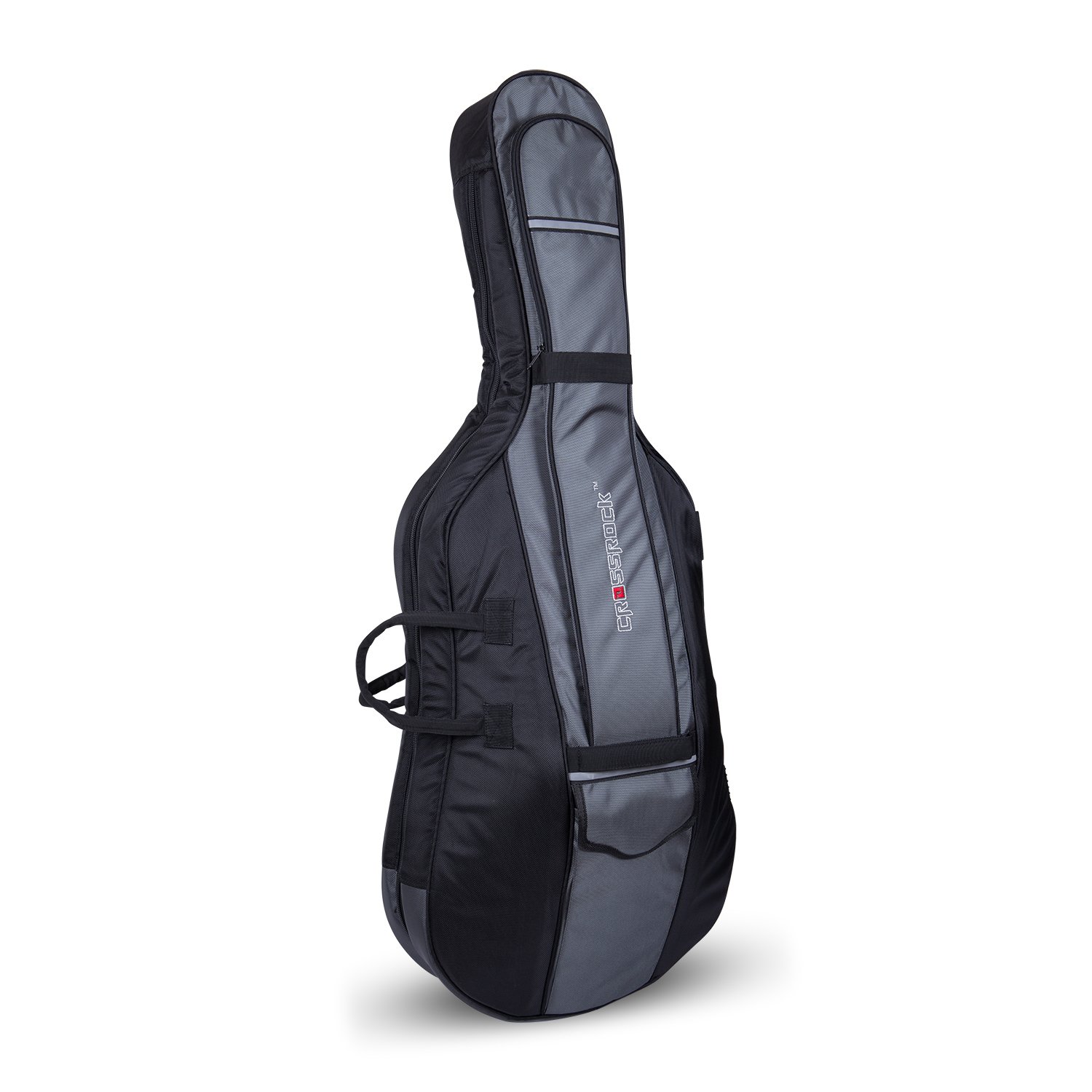 Premium Crossrock 4/4 Cello Gig Bag with Padded Backpack Straps - Deluxe Series 20mm Thick Padding in Black Grey (CRDC206CEFBG) - Perfect for Musicians, Travel & School Orchestra