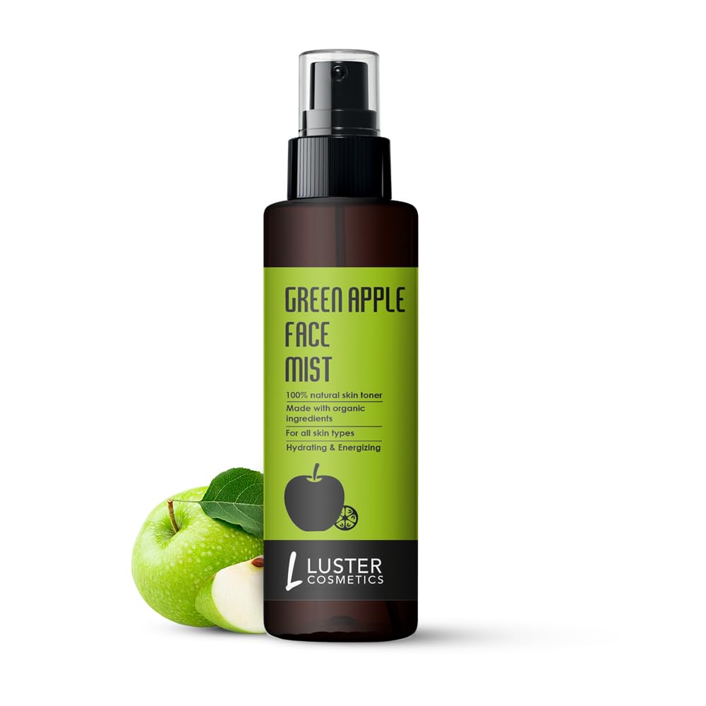 Luster Cosmetics Green Apple Face Mist Skin Toner | Hydrating Facial Spray for Women & Men | All Skin Types | Paraben & Sulfate Free (115ml) | Refreshing Toner for Daily Skincare, Makeup Setting & On-the-Go Hydration