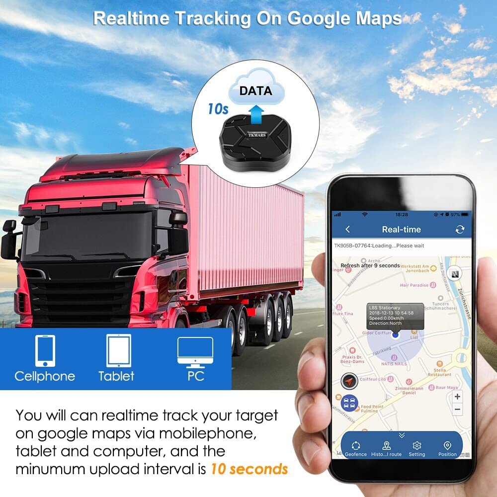 4G GPS Tracker for Cars & Motorcycles - Waterproof, Anti-Theft, 10000mAh Long Battery Life, Real-Time Tracking with Strong Magnet - Perfect for Camping, Fleet Management & Vehicle Security (Model TK905B)