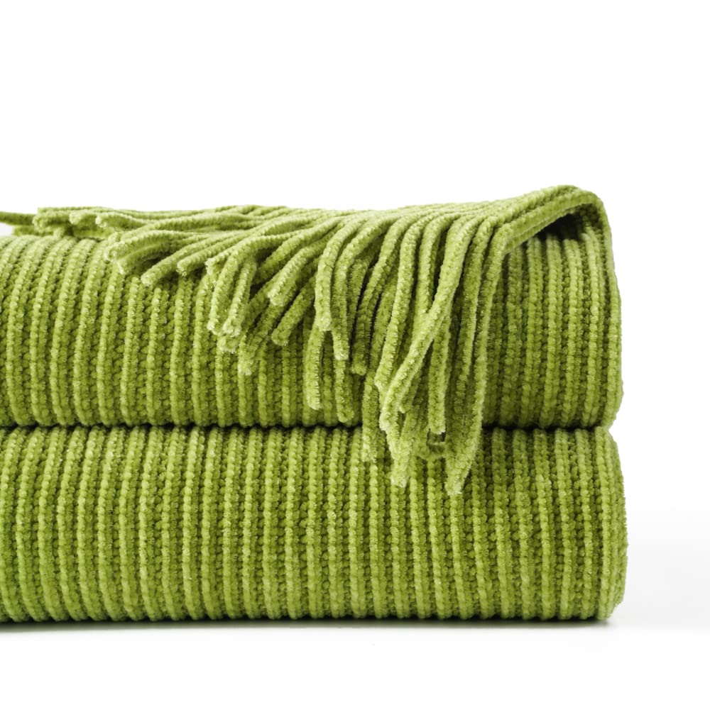 BATTILO HOME Soft Chenille Knit Throw Blanket with Tassels - 50