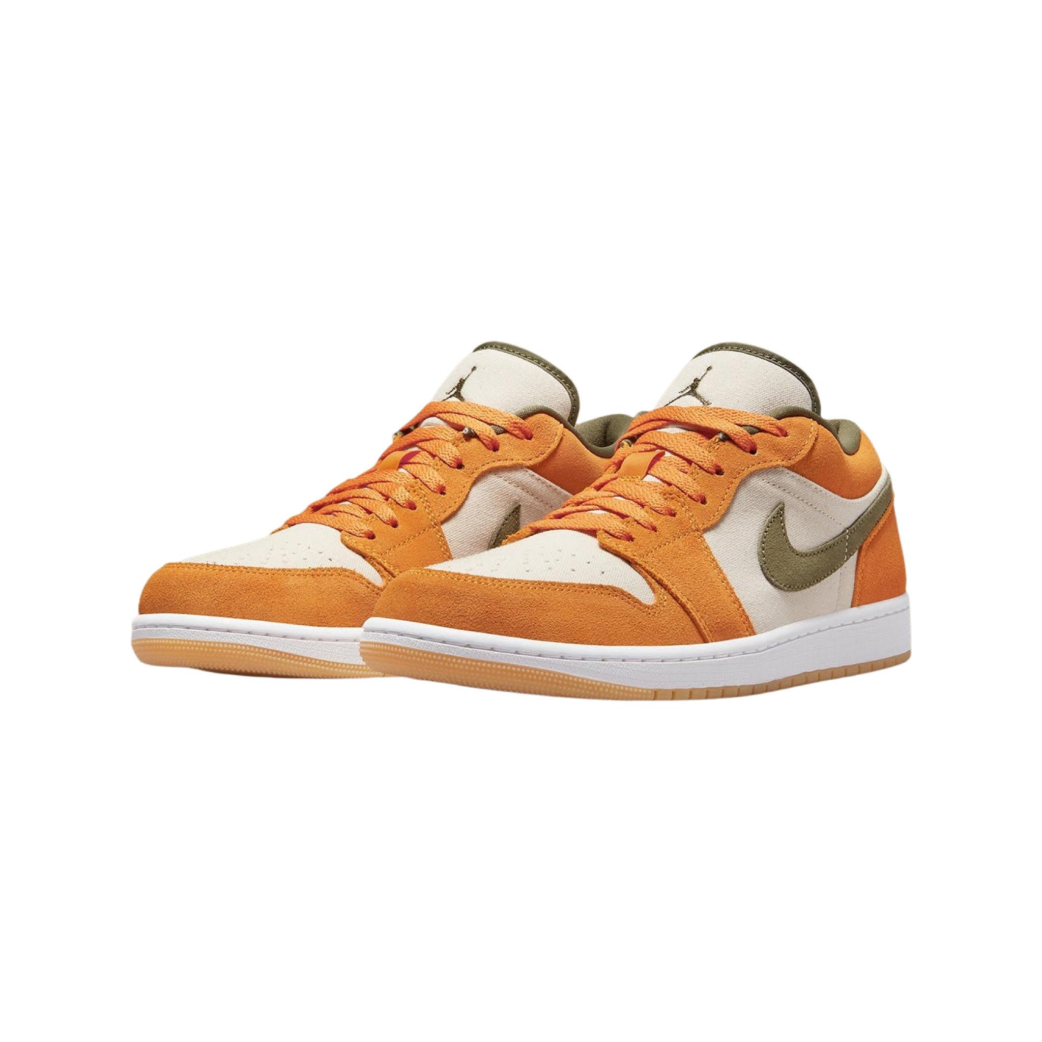 Air Jordan 1 Low Sneakers - Ceramic, Light Curry & Medium Olive White Colorway | Men's Basketball Shoes for Casual Wear & Street Style