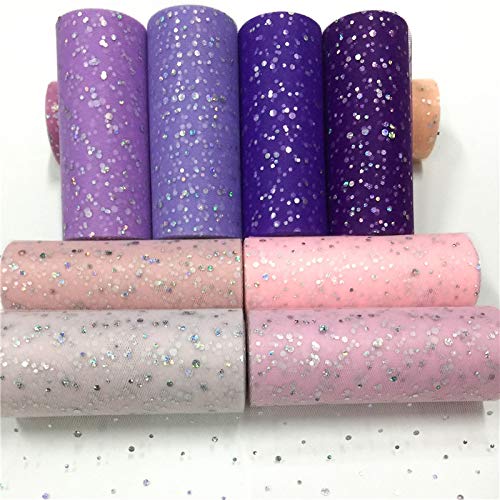2 Rolls 25 Yards Glitter Sequin Tulle Fabric - 6 Inch Wide Tulle Roll Spool for DIY Sewing, Tutu Skirts, Baby Girl Dresses & Table Decorations (Pine Green) - Perfect for Wedding, Party & Home Decor