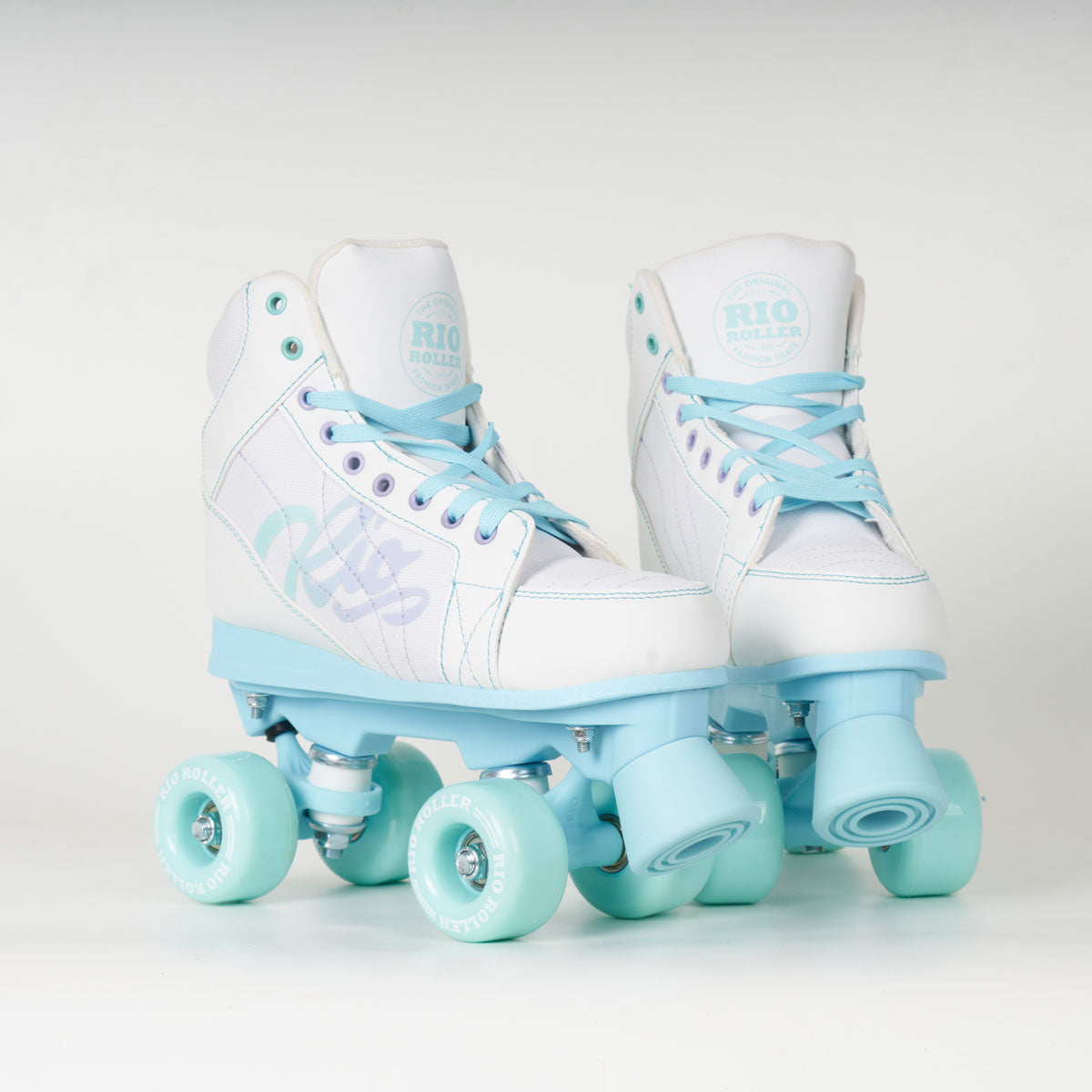 Rio Roller Lumina Quad Skates for Women & Men - White & Blue LED Light Up Roller Skates for Outdoor & Indoor Skating, Rink, Fitness & Fun