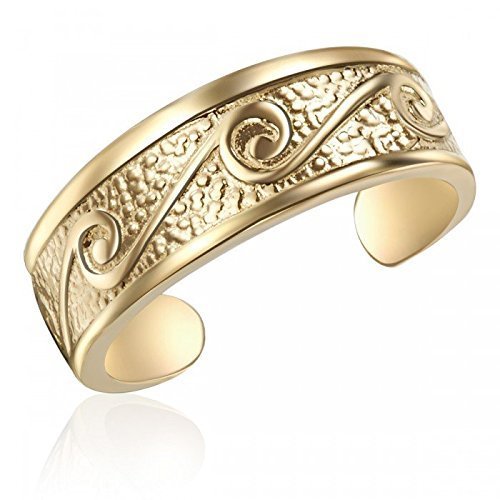 10K Yellow Gold Swirl Toe Ring - Genuine 10K Gold Foot Jewelry for Women - Elegant & Durable Toe Ring for Beach, Summer & Pedicure Days