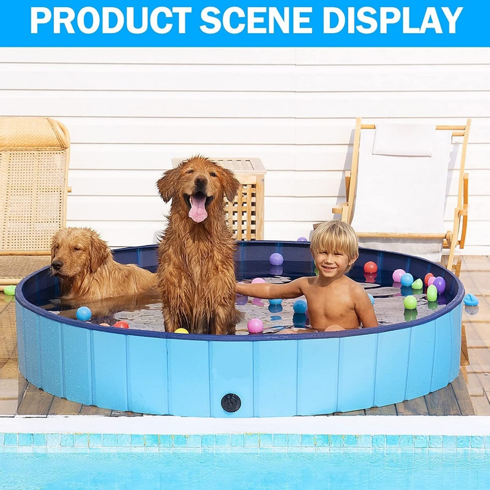 Foldable Dog Pet Bath Pool - Portable Hard Plastic PVC Pet Bathing Tub for Dogs, Cats & Kids | Collapsible Outdoor Swimming Pool with Slip-Resistant Design | Perfect for Backyard, Beach & Travel Use