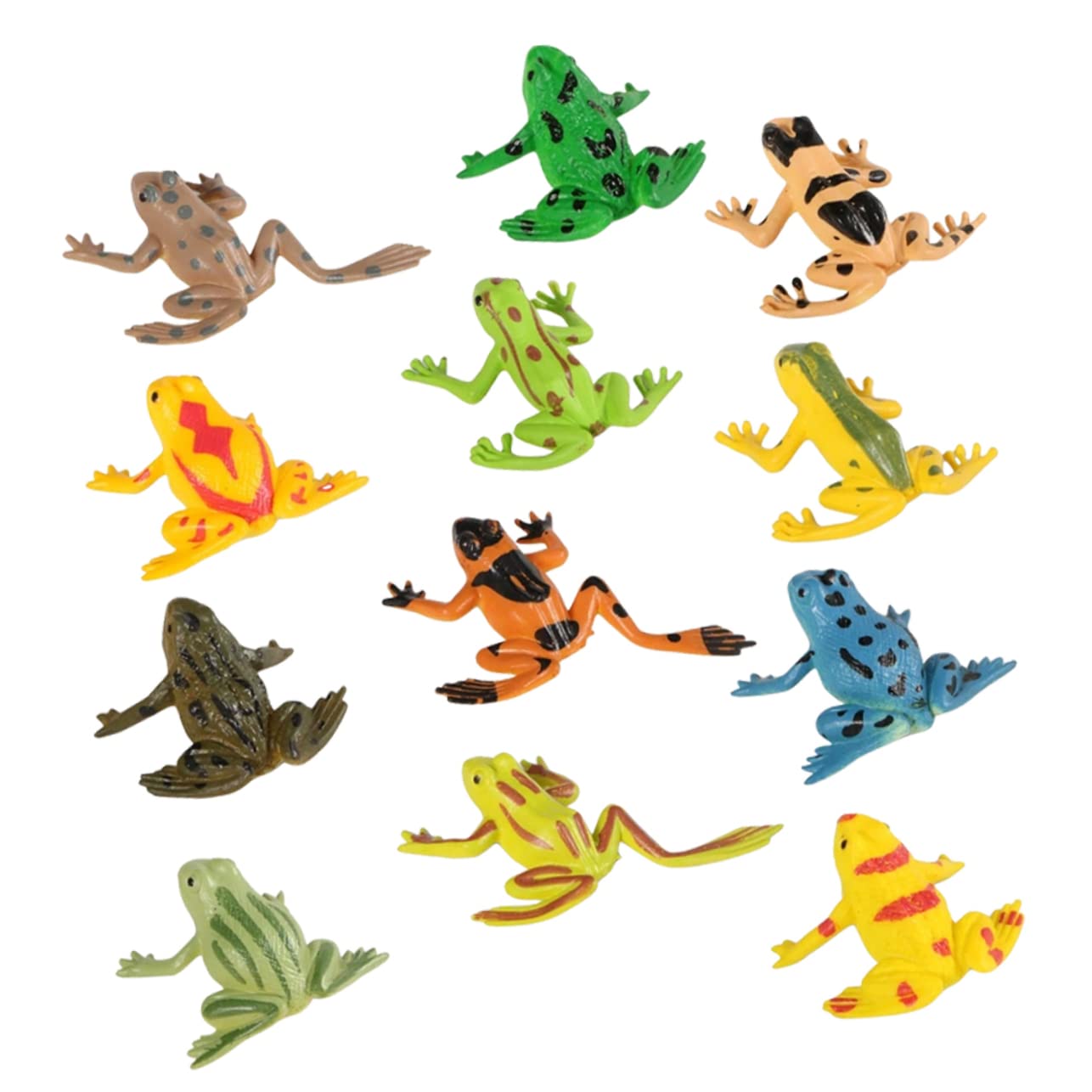 Vaguelly 12pcs Realistic Frog Toy Figures - Mini PVC Frog Statues for Kids, Bath Toys, Cake Decorations & Animal Collectibles | Perfect for Educational Play, Party Favors & Home Decor