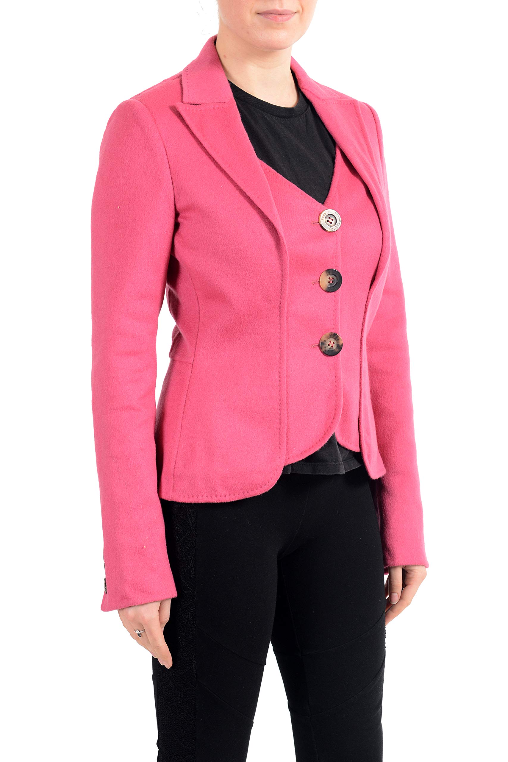John Galliano Women's Pink Wool Cashmere Button Down Jacket | Size US M IT 42 | Winter Fashion Outerwear for Office & Casual Wear