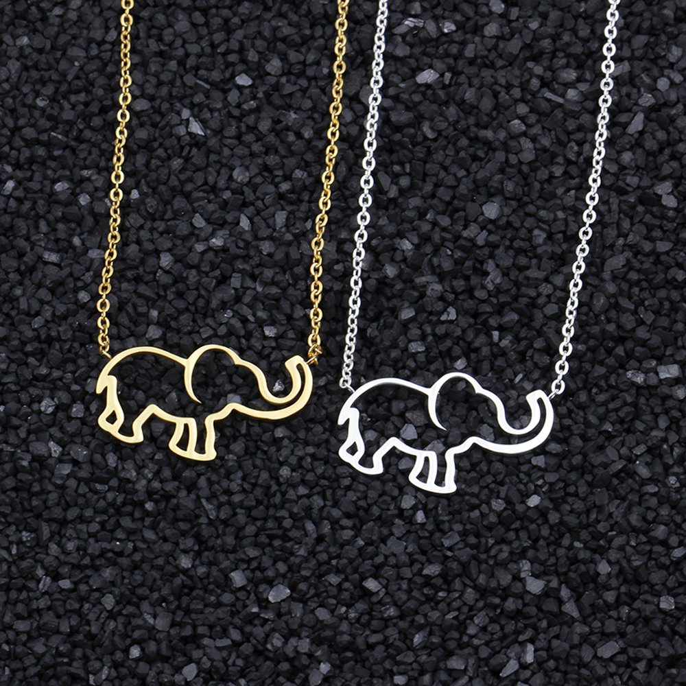 Copper Lucky Elephant Outline Necklace for Women - Elegant Pendant Charm Jewelry - Perfect for Gifts, Boho Fashion & Spiritual Protection